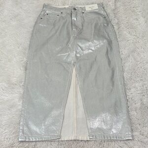 ❤️ NWT Abercrombie & Fitch Coated Denim Midi Skirt
